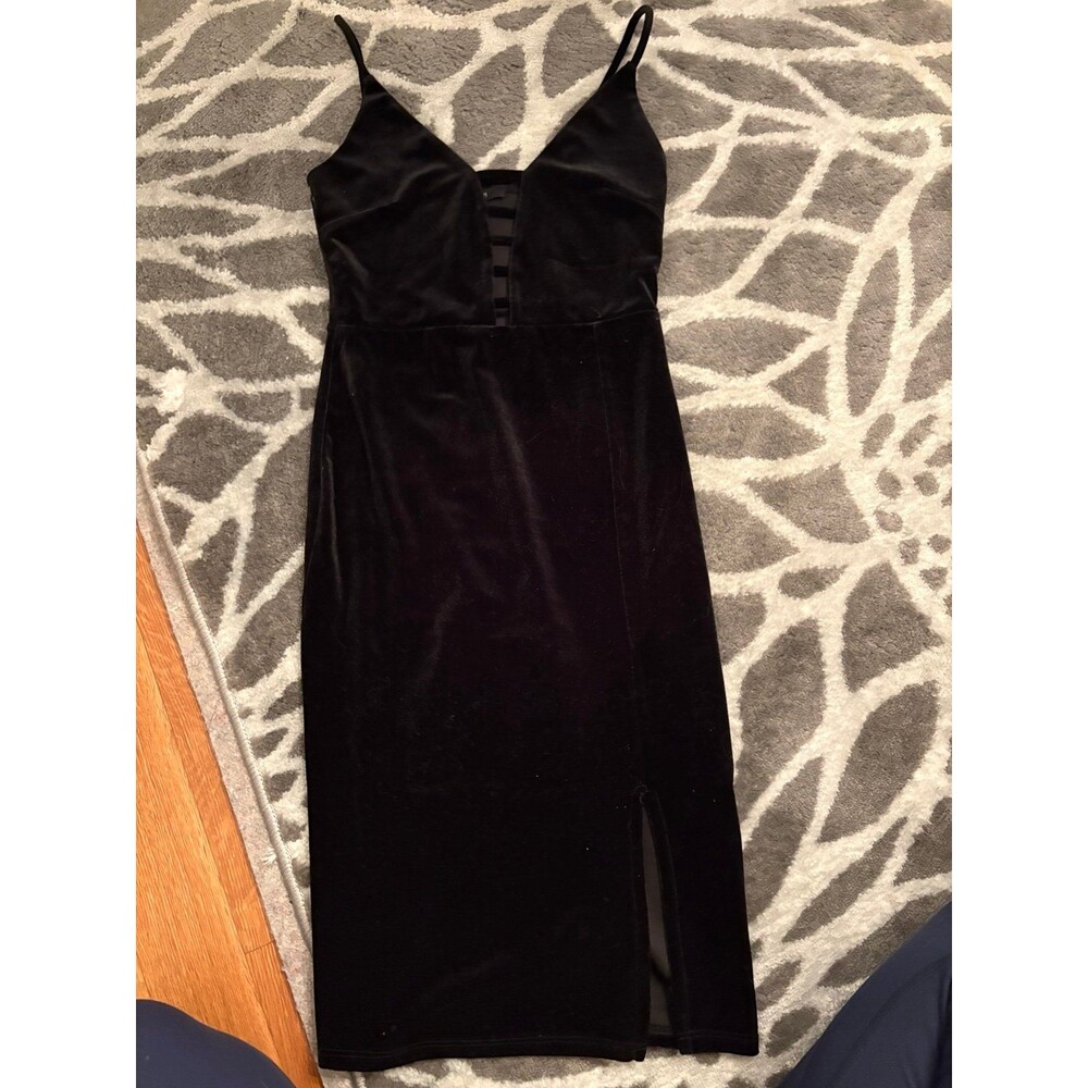 Black Velvet Forever 21 Dress with Cutouts and Slit